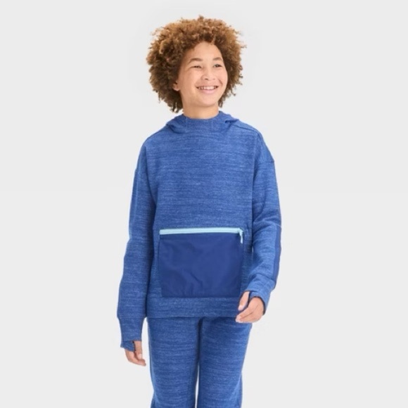 All in Motion Boy’s Blue Scuba Hoodie With Secure Zipper Pocket Size XL 14 - Picture 1 of 6